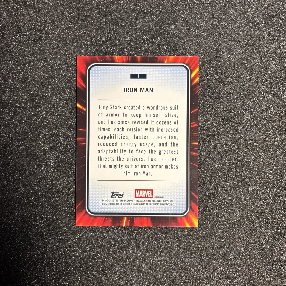 2025 Topps Marvel Chrome Sapphire IRON MAN 25/25 Orange Bookend - Image 2 of 2