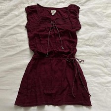 American Eagle Burgundy Lace Up Peasant Dress Size 6
