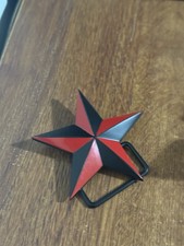 Nautical Star Belt Buckle Red and Black Metal