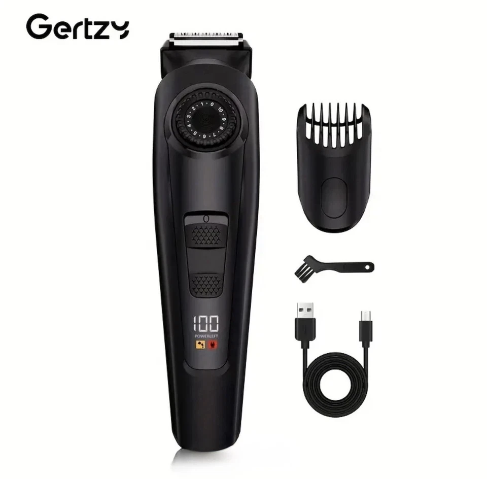 GERTZY Men’s Beard & Body Hair Trimmer –Adjustable Dial, USB Rechargeable, Grooming Kit