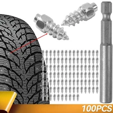 100pcs Screw in Tire Studs , 12mm Wheel Tyre Studs for Ice and Snow Tire Spikes