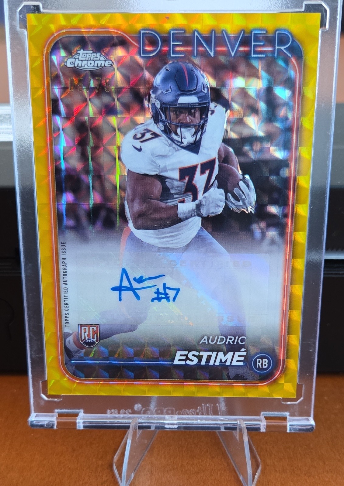2024 Topps Chrome - Rookie Autographs Audric Estime #RA-AES Yellow Geometric...