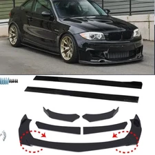 For BMW 1 Series E82 E88 F22 F44 Side Skirt + Front Bumper Lip Splitter Spoiler
