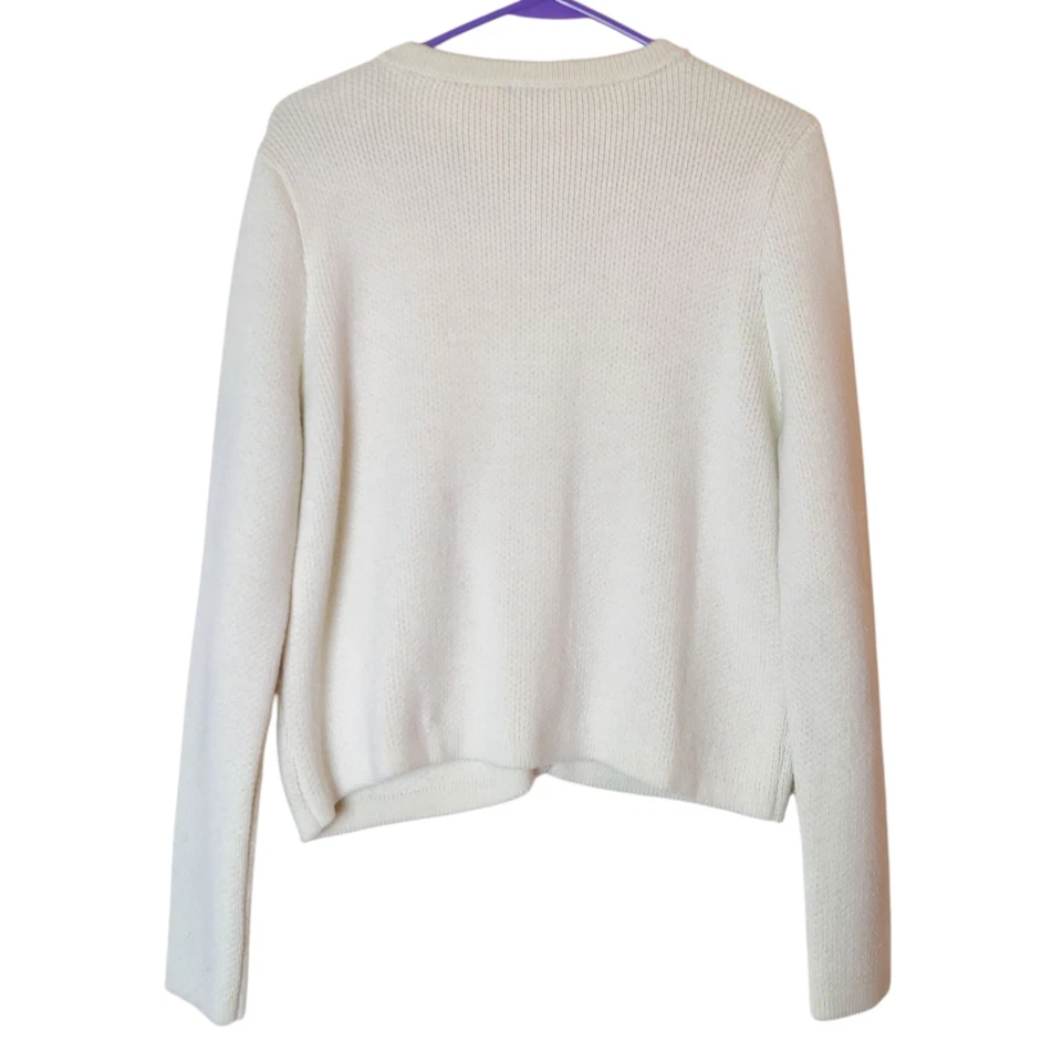 Zara Ivory Ecru Gold Button Knit Cardigan Sweater XL Wool Blend Preppy Old Money - Image 2 of 4