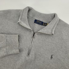 Polo Ralph Lauren Mens 2XLT 1/4 Zip Pullover Sweater Gray Pony XXL Tall
