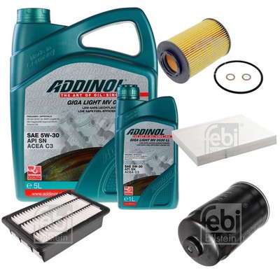 FEBI Inspektionspaket 6L ADDINOL GIGA LIGHT MV 0530 LL für Hyundai Santa Fé II