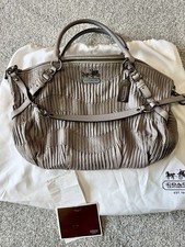 Coach Gray Large Satchel Top Handle Zip Solid Silver Hardware Detachable Strap
