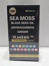 Sea Moss Black Seed Oil Ashwagandha Ginger 19,445 Mg 60 Caps Exp. 10/2026