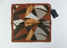  NO CUSTOMS TAX KITON Napoli earth tones abstract print silk pocket square