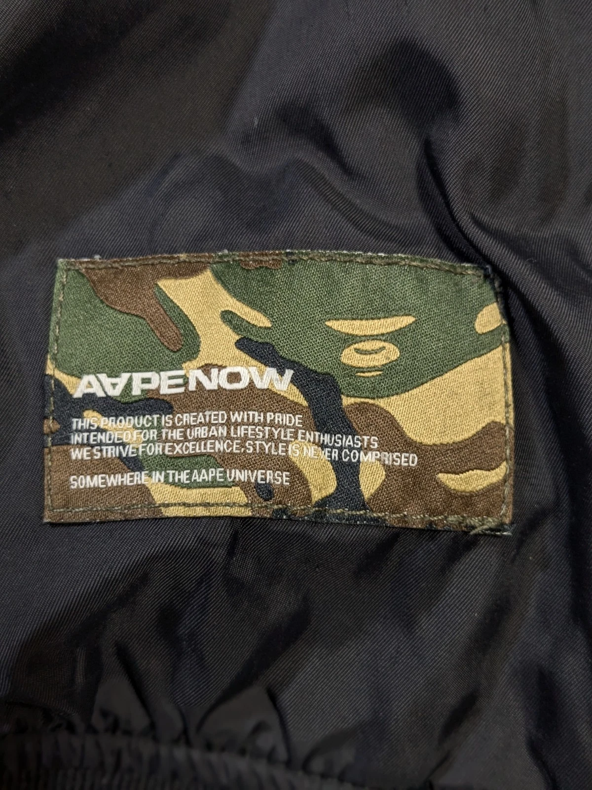 Aape By A Bathing Ape Bape Bomber Jacket  Large Woobie Lined Streetwear Distress image 13