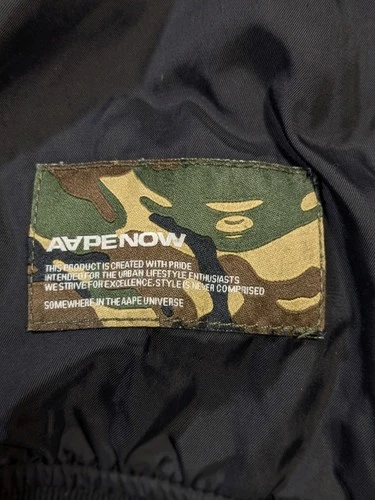 Aape By A Bathing Ape Bape Bomber Jacket  Large Woobie Lined Streetwear Distress image 13