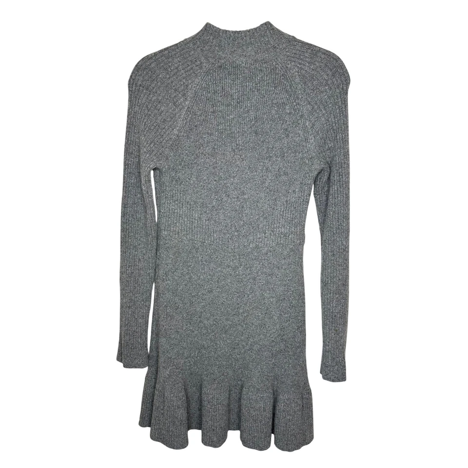 Vestido Suéter Rachel Roy Gris Mezcla Lana de Cordero Volantes Dobladillo Manga Larga Invierno L Foto 2 de 4