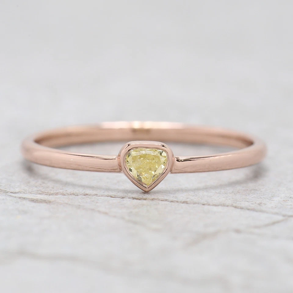 Anel de noivado de ouro rosa 0,14 quilates coração diamante sal e pimenta KDN2386 - Imagem 4 de 4