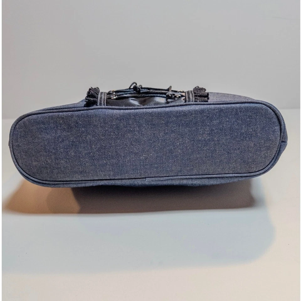 Vintage Y2K Victoria’s Secret Denim Corset Lace Ruffle Satin Lined Tote Bag  - Image 4 of 4