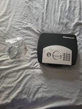 Sentry Safe P008E Digital Keypad Lock Box Black And Silver W Cable And Key