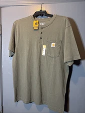 NWT Carhartt Mens Loose Fit Heavyweight Short Sleeve Pocket Henley T-Shirt Sz XL