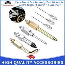 7pcs Grease Gun Accessory Kit Needle Tips Elbow Adapter Dispenser Rubber Nozzle