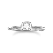 Sterling Silver Square Clear CZ Ring