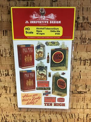 jl tobacco JL Innovative Design HO #185: Alcohol/ Tobacco/ Gum Signs 1940s-50s Era