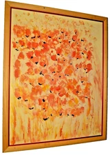 COCO TRABICHET Original Vintage Signed Floral Abstract Still Life Oil Painting