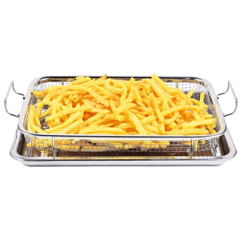 Air Fryer Basket for Oven 12.8" x 9.6", Stainless Steel Crisper Tray & Basket...