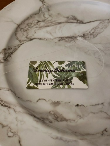 Tommy Bahama 10.75" Melamine Dinner Plates (Set of 4) Gray Marble Look NEW - Picture 2 of 3
