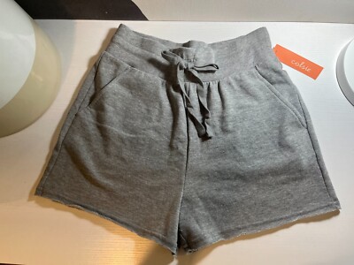 Colsie Womens Elastic Pull-On Raw Edge Drawstring Shorts, Heather Gray Size XS
