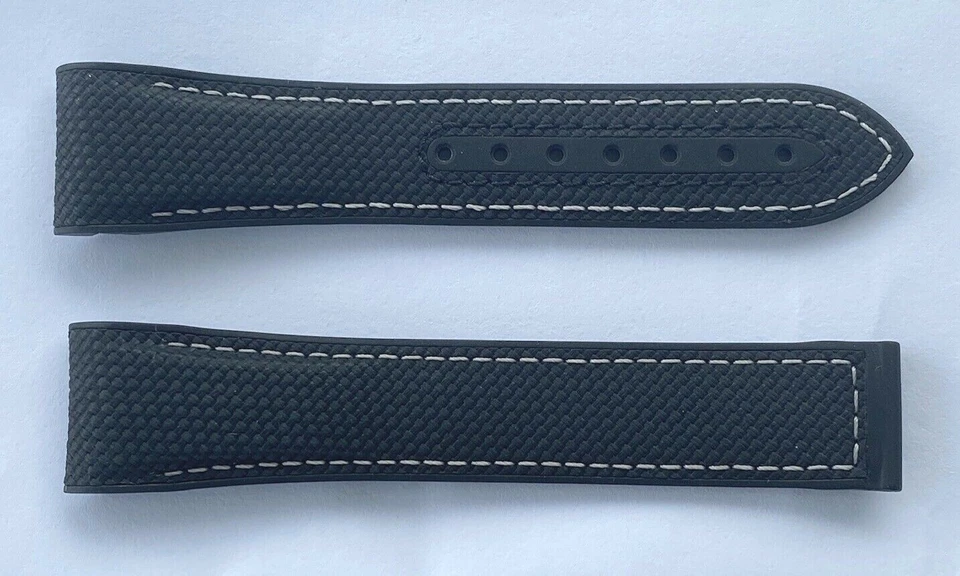 Correa de reloj Omega original 21 mm Seamaster Planet Ocean 43,5 mm de goma negra Foto 3 de 4