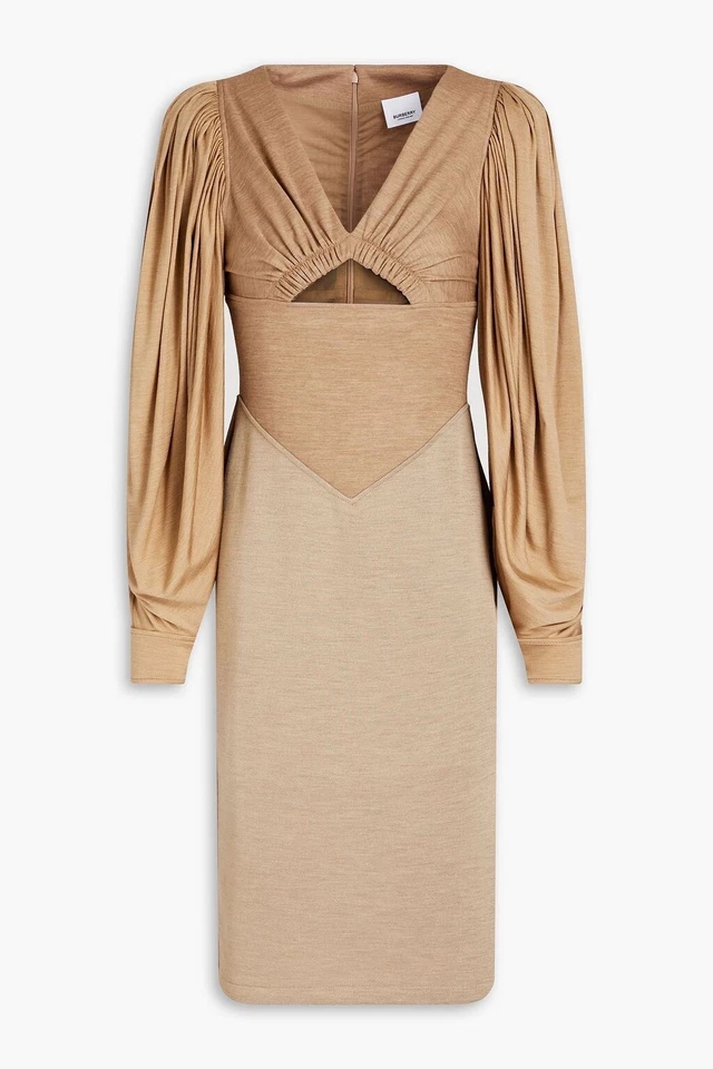 BURBERRY Cutout Gathered Wool Silk Jersey Dress Size UK 2 NEW RRP £2500 - Image 3 of 4