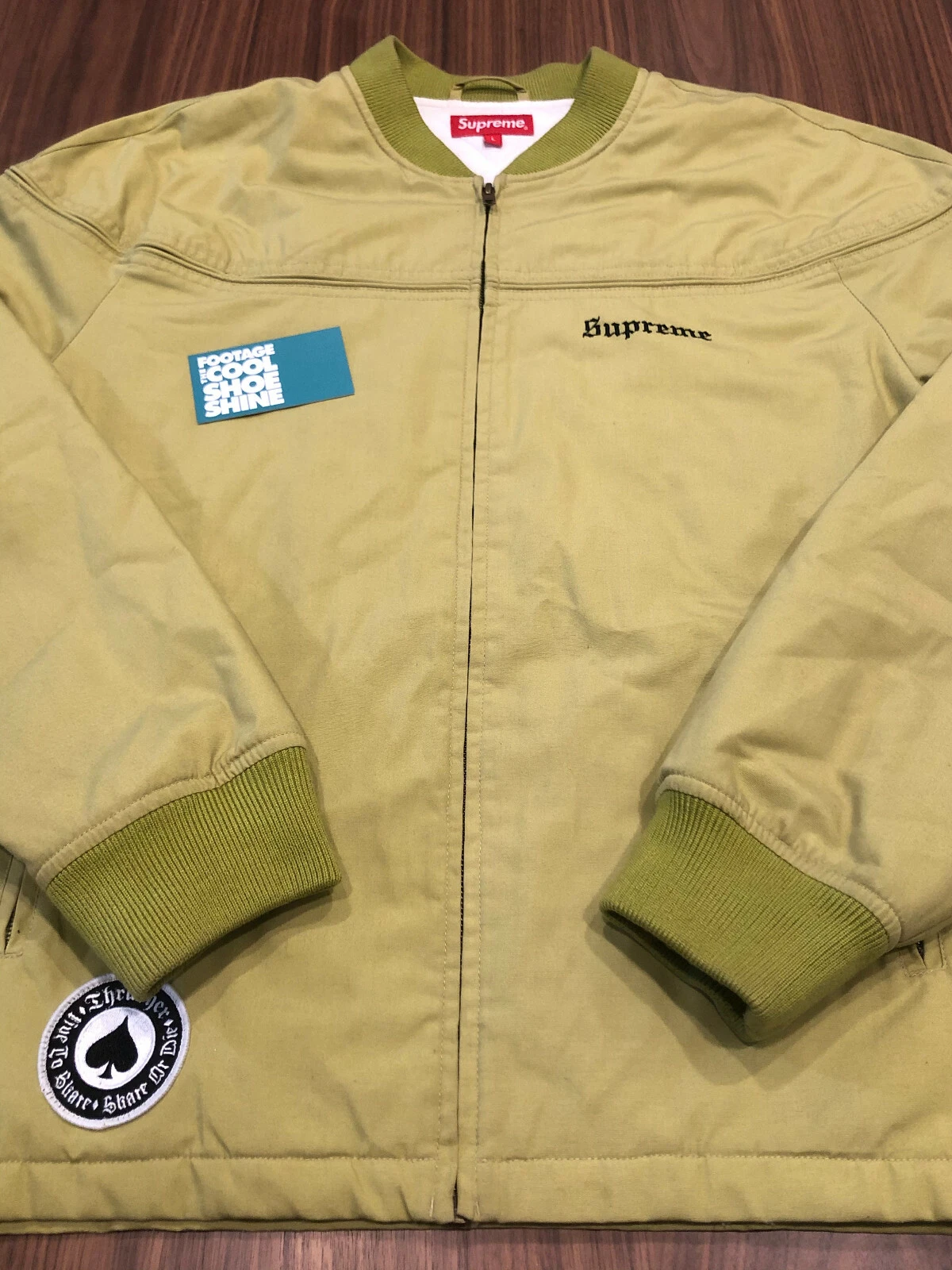 2017 SS17 SUPREME x THRASHER POPLIN CREW VESTE POIS VERT BOÎTE NOIRE LOGO CDG L