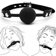 Soft Silicone Open Mouth Gag Oral Gear Lock Straps Restraints Bondage BDSM Game