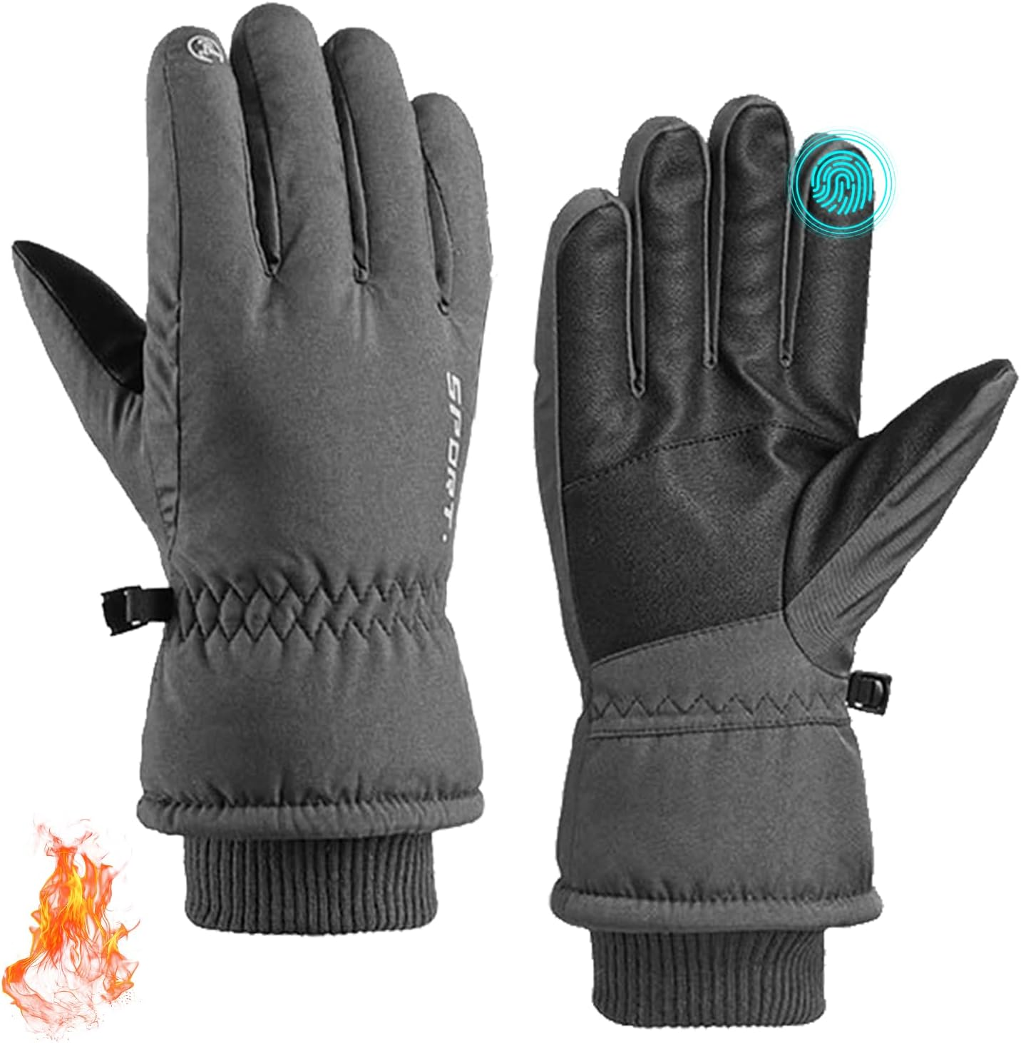 Winter Gloves, Waterproof Thermal Touchscreen Ski Glove, Suit for Ski, Cycling,-image