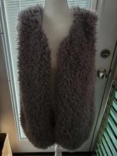 Women's Umgee Fuzzy Soft Faux Fur Vest Lilac Purple Size S