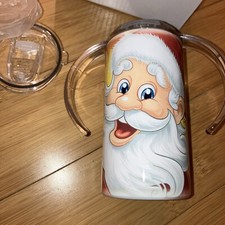 Santa Sippy Cup / New/ Sublimation/ Two Lids/ Christmas