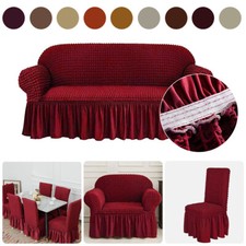 1/2/3/4 Seater 3D Bubble Sofa Covers and Dining Chair Slipcover Set Soft Spandex