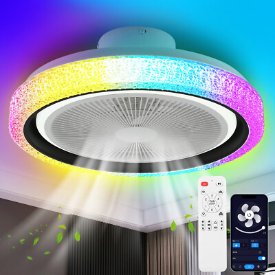 RGB Deckenventilator mit Beleuchtung+Fernbedienung LED Deckenlampe Schlafzimmer