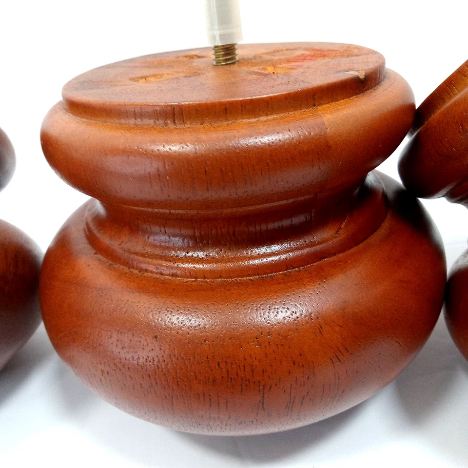 4 Brown Solid Wood Bun Furniture Feet Couch Sofa Chair Ottoman Legs - Image 2 of 4