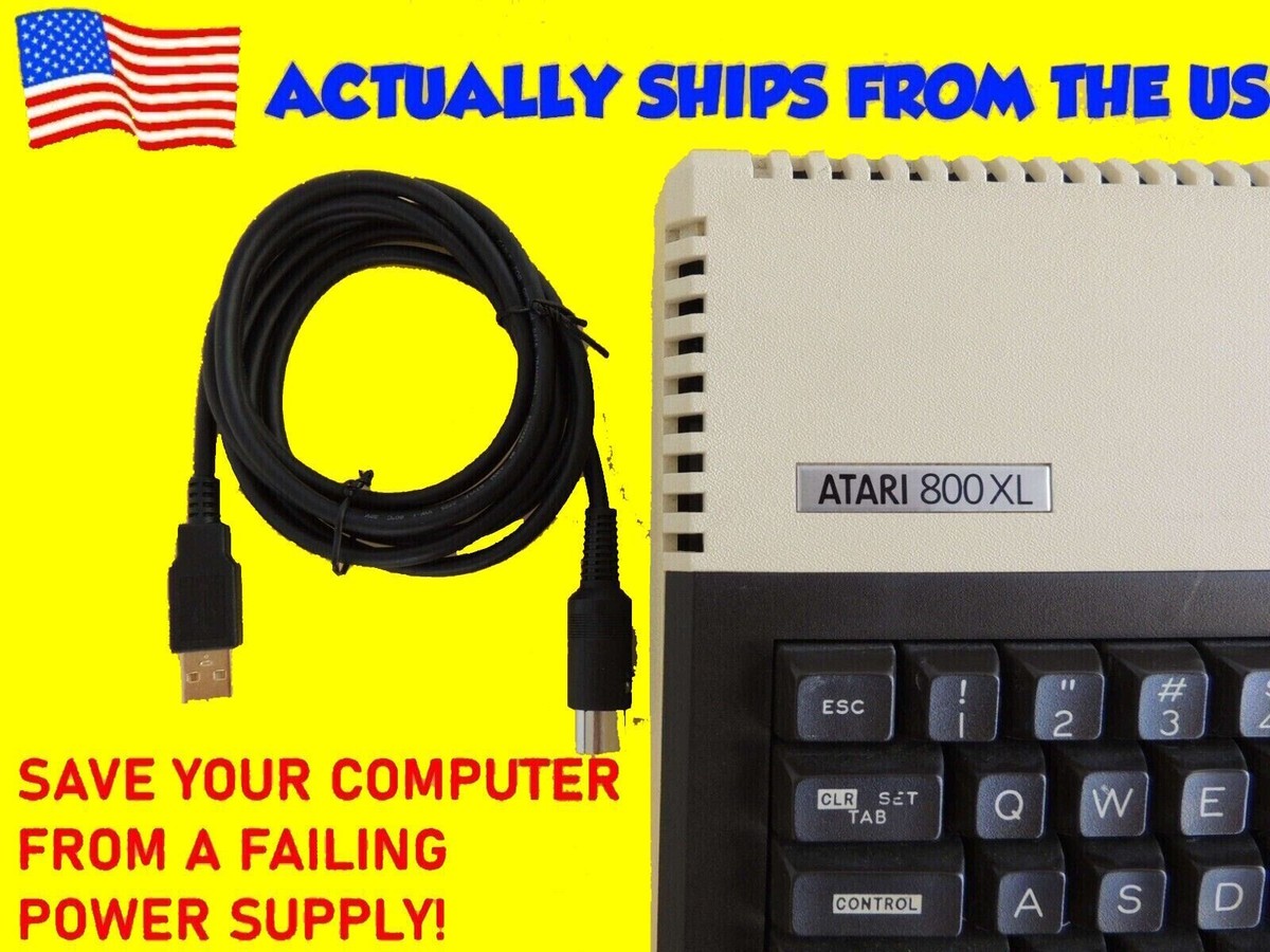 Atari 8 Bit Computer XL XE Power Supply Cable Cord for USB Power 