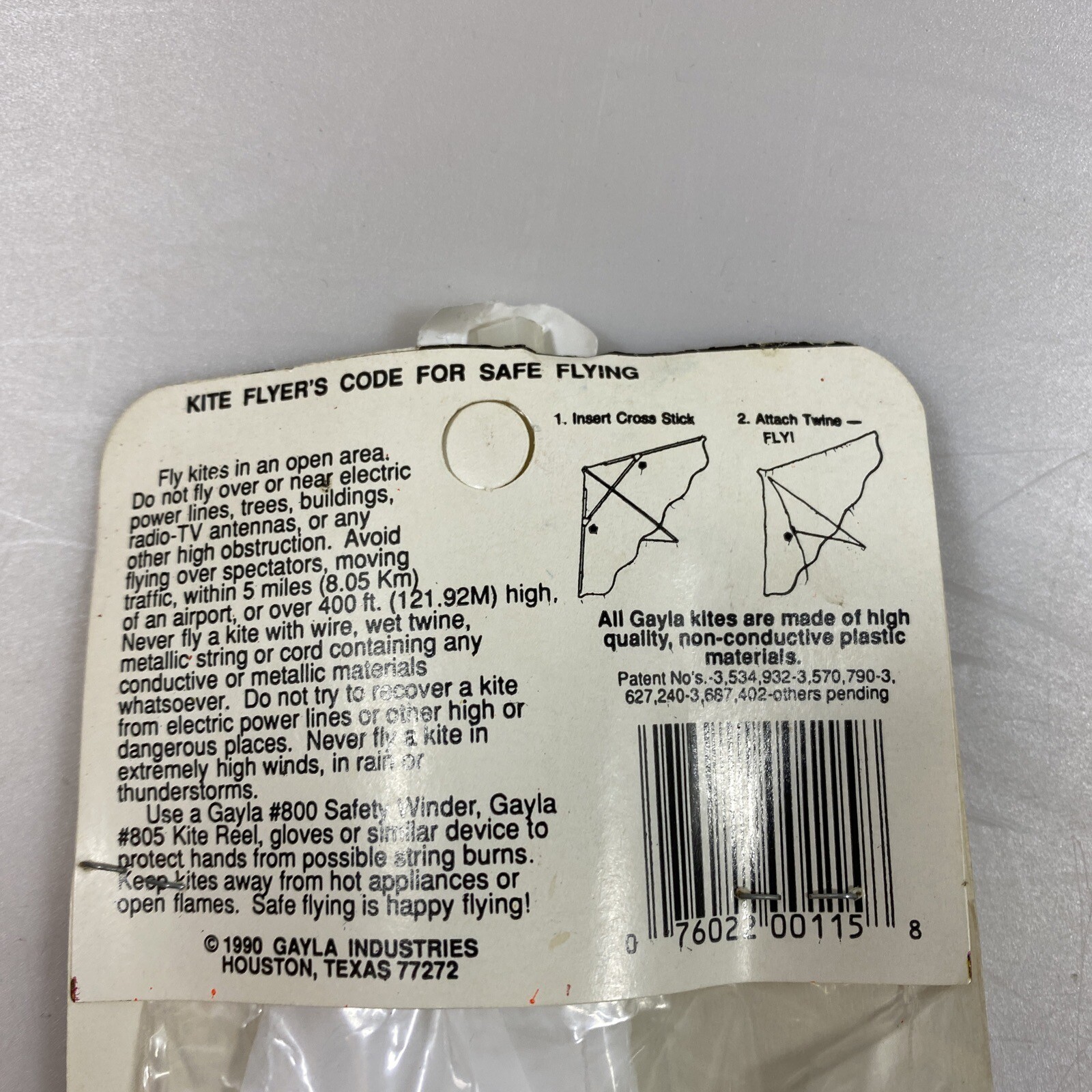 Vintage 1975 Gayla Kite Sky Spy Plastic Kite No. 115 Sealed 42" Wing