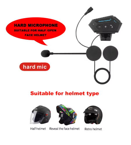 BT12 Motorcycle Helmet Headset Stereo Bluetooth Earphone Wireless Handsfree Mic - Picture 4 of 4