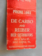 1940s De Carbo and Reiber Iroquois Indian Head Beer New Castle PA Lawrence Co MB