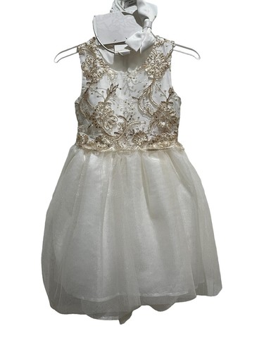 Biscotti Baby Collezioni Girls Dress Size 3-6 Months Cream Gold Party  Wedding | eBay