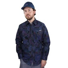 Vtg Western Floral Geometric Button Down Shirt Mens Sz Medium 15.5 Cowboy Rodeo