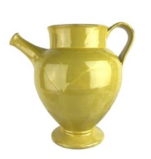 Deruta Italy Yellow Glazed Monochrome Art Pottery Pitcher Round Spout Ewer