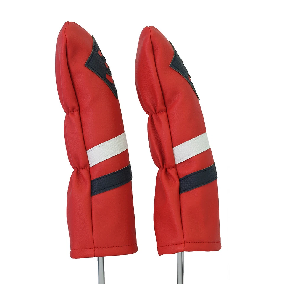 Majek Retro Golf #3 & 5 Fairway Wood Headcover Red White Blue Leather Style - Image 4 of 4