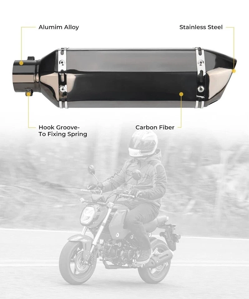 Silenciador de cabezales sistema de escape negro completo 2014-2026 para Honda Grom MSX125/ABS Foto 2 de 4