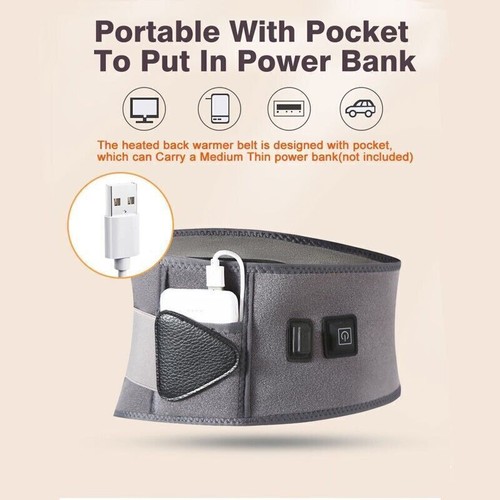 Cordless Lumbar Heating Pad Electric Vibration Massager Belt Waist Pain Relief - Picture 7 of 13