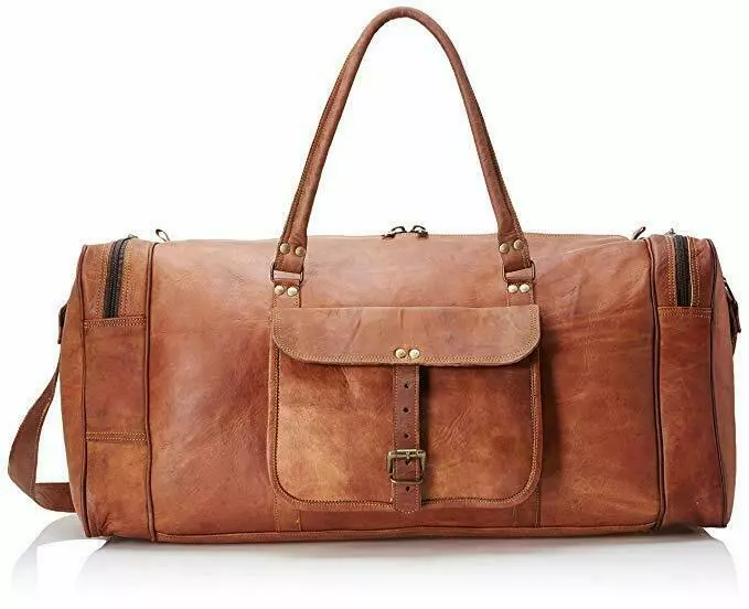 Luggage Travel Shoulder Bag Genuine hunting Leather Holdall Duffle