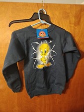 Looney Tunes Tweety Bird Sweatshirt Kid's Size S 8 Navy Blue NWT
