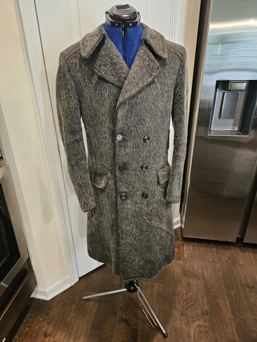 Men WoolVintage Grey Pura Lana Confezioni Distinguished Gentleman Trench Coat 48 - product listing photo